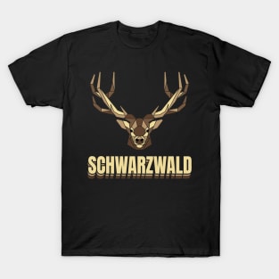 Schwarzwald Hirsch Geweih Low Polygon Schwaben T-Shirt